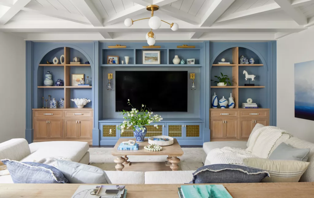 Mediterranean Coastal Luxe Family Room Design