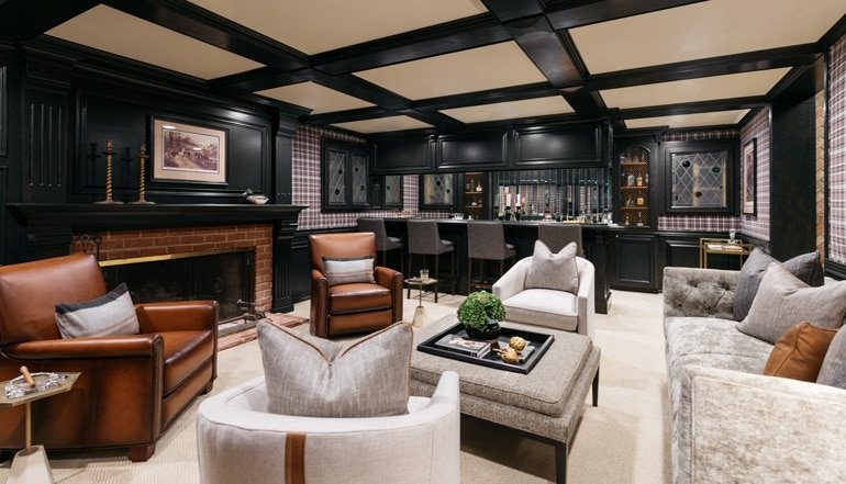 Our Playful Plaid Pub Fireplace Design