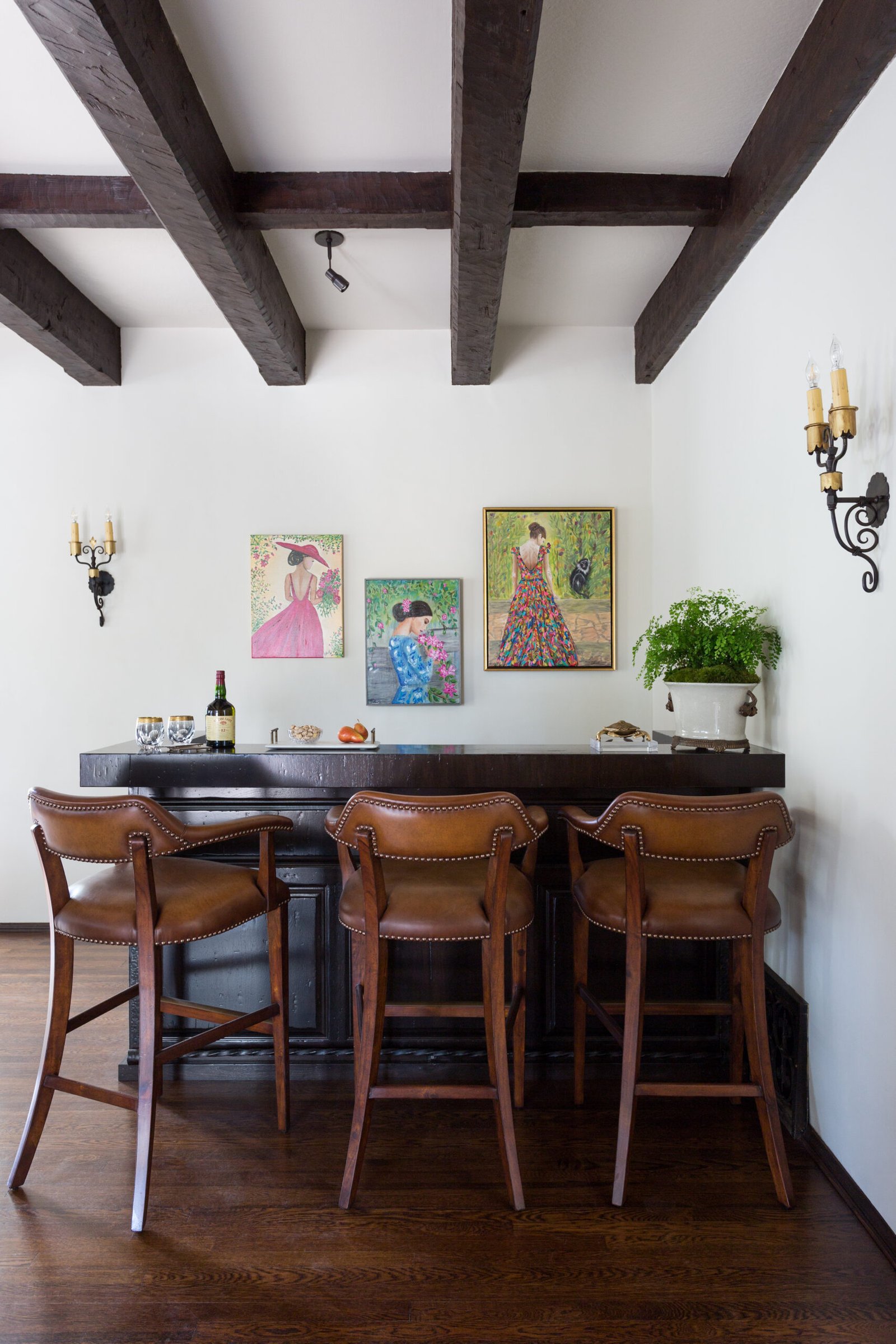 Historic preservation - custom home bar in a Spanish Revival home in La Canada, designed by Coco Maison.